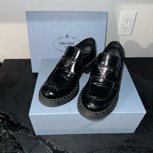 PRADA brushed leather loafers
